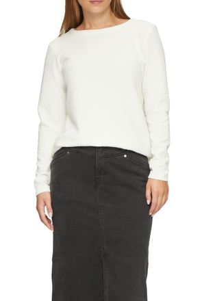 s.Oliver Longsweatshirt S.OLIVER, Damen, Gr. 34, beige (ecru), Sweatware, Obermaterial: 96% Polyester, 4% Elasthan, Crinkleoptik, regular fit taillenbedeckt, R