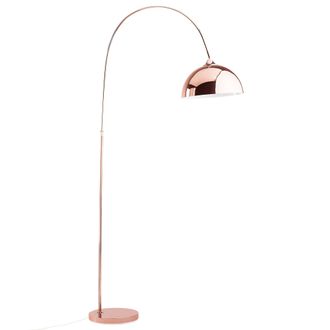 Beliani L&aacute;mpara De Pie Cobre 160 Cm Metal Dise&ntilde;o Curvo Decorativo Retro Glamour Candella