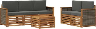 vidaXL Conjunto De Sof&aacute;s De Exterior 6 Uds. Natural Y Antracita Vidaxl