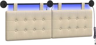 vidaXL Testiera Sospesa Con Luce Led Crema Tessuto Vidaxl