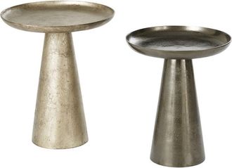Maisons du monde Set de 2 mesas auxiliares de metal dorado y negro envejecido