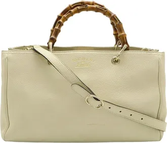 Gucci Beige Leather Bamboo Shopper Tote (Authentic Pre-Loved)