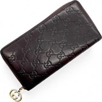 Gucci Brown Leather Long Wallet (Bi-Fold) (Pre-Owned)