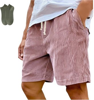 Generic Mokaloha Mens Shorts, Pacificozy Mens Corduroy Shorts, Casual Drawstring Elastic Short with Pockets (3XL,Pink)