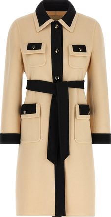 Valentino Garavani Valentino Garavani Wool Coat Trench E Impermeabili Bianco/Nero-Donna