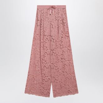 Dolce & Gabbana High-waist flared floral lace pants in dusty pink