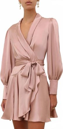 Zimmermann Womens Silk Wrap Mini Dress In Dusty Rose