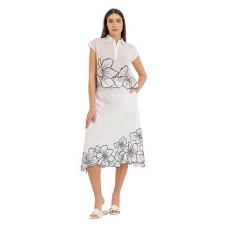 Kocca Midi Skirts, female, White, Size: XL Midi Cotton Skirt with Floral Embroidery
