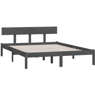 vidaXL Estructura De Cama Sin Colch&oacute;n Madera Maciza Gris 140x200 Cm Vidaxl