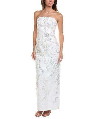 Milly Milly Magnolia Silver Beaded Dream Sequin Maxi Dress