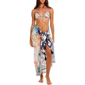 Agua Bendita Marine Sereia Cover-Up Pareo in Blue at Nordstrom