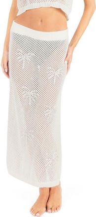 Hurley Embroidered Open Knit Midi Skirt in Egret at Nordstrom, Size Small