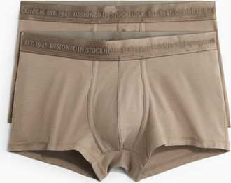H&M 2er-Pack Kurze, tief sitzende Trunks mit Lycra - Brown