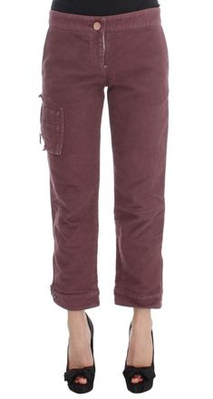 Ermanno Scervino Bordeaux Cotton Cropped Cargo Womens Pants