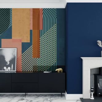 Superfresco Easy Graphic Navy Print To Order 3m x 2.8m Mural