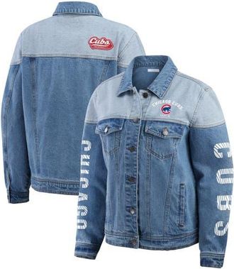 WEAR by Erin Andrews Womens WEAR by Erin Andrews Chicago Cubs Full-Button Denim Jacket at Nordstrom, Size X-Small