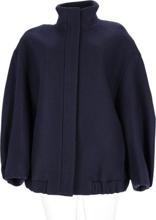 Dries Van Noten Blue High-Stand Collar Wool-Blend Sports Jacket
