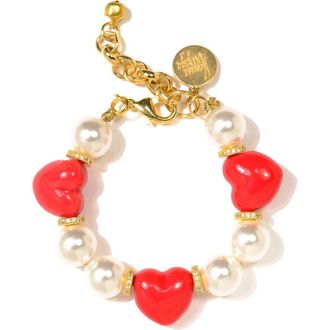 Venessa Arizaga Heart to Heart Pearl Bracelet in White at Nordstrom