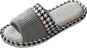 Generic UK Size 6 Mens Slipper Couples Mule Sandals Slippers Unisex Open Toe House Slipper Summer Holiday Sandals Flax Sole Indoor Flats Shoes Comfort Slipper