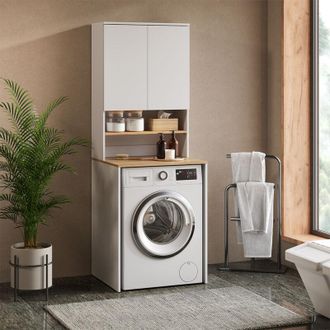 Vicco Armario Para Lavadora Viktor, Blanco/artesano, 68 X 88.2 Cm 2 Partes Con Estante, Vicco