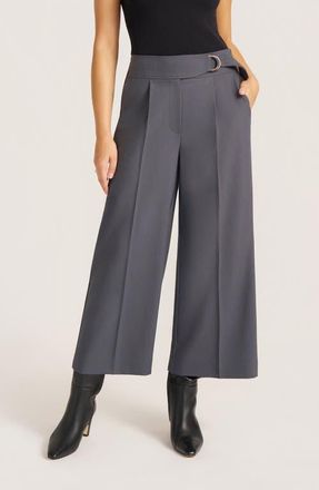 Matty M Hawthorn Pleated Crop Wide Leg Pants in Storm at Nordstrom, Size Xx-Small