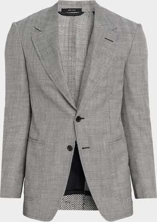 Tom Ford Men & apos;s Shelton Wool and Linen Chevron Sport Coat