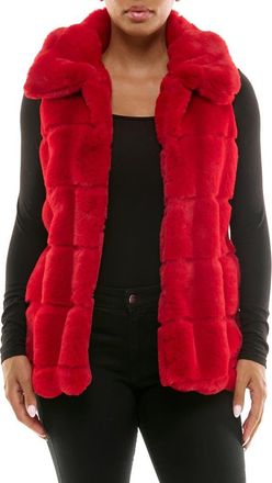 Nina Leonard Faux Fur Vest in Red at Nordstrom Rack, Size Medium