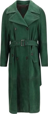 Valstar Trench in camoscio effetto vintage doppiopetto - - Coats - Donna - Verde - M