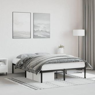 Berkfield Home Metal Bed Frame without Mattress Black 140x190cm | Size: 140x190 cm