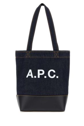 A.P.C. Navy Blue Logo Medium Tote