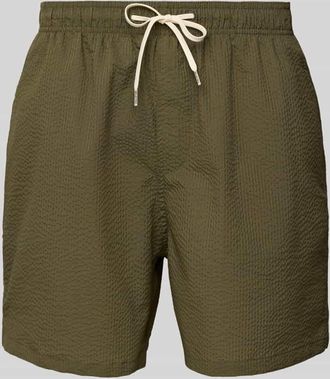 Selected Relaxed Fit Badeshorts mit Strukturmuster Modell COOPER in Oliv, Größe S