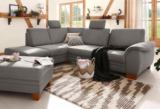 HOME AFFAIRE Ecksofa »Husum L-Form« mit Sitztiefenverstellung, Federkern-Polsterung und Kontrastnaht