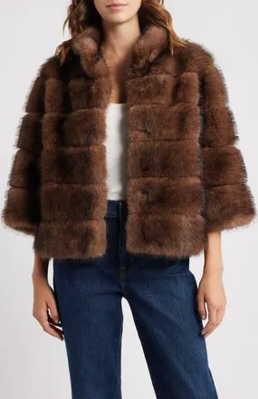 LoveShackFancy Gelman Faux Fur Jacket in Dark Sable at Nordstrom, Size Medium