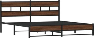 vidaXL Metal Bed Frame without Mattress Brown Oak 193x203 cm Vidaxl