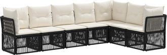 vidaXL Conjunto De Sof&aacute;s De Jard&iacute;n 7 Uds. Negro Rat&aacute;n Sint&eacute;tico Vidaxl