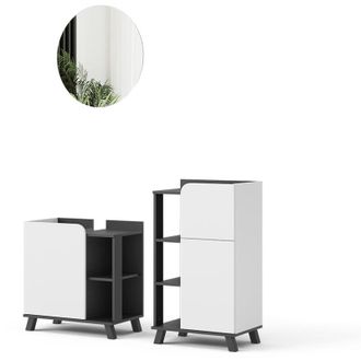 Vicco Conjunto De Muebles De Ba&ntilde;o Karen, Antracita/blanco, 3 Partes