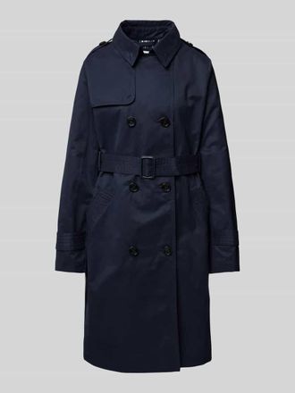 s.Oliver Red Label Slim Fit Trenchcoat aus Baumwoll-Mix mit Streifen-Futter in Marine, Gr&ouml;&szlig;e 44