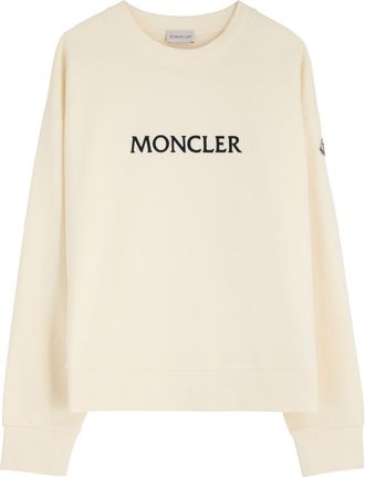 Moncler Logo-embroidered Cotton Sweatshirt - Off White - XS (UK 8 / XS)