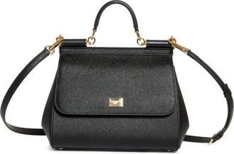Dolce & Gabbana Sicily Leather Top Handle Bag in 80999 Nero at Nordstrom