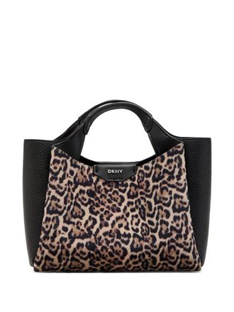 DKNY mini Willa leopard-print leather crossbody bag - women - Calf Leather - One Size - Black