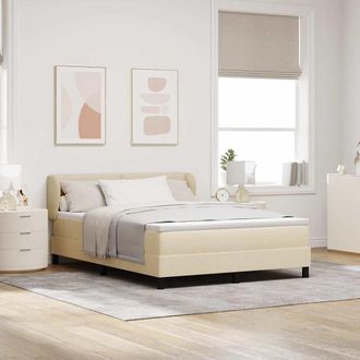 vidaXL Letto A Molle Con Testiera Crema 160 X 200 Cm Tessuto Vidaxl