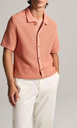 Vince Crochet Cotton Short Sleeve Button-Up Shirt in Sunset Peak at Nordstrom, Size Xx-Large