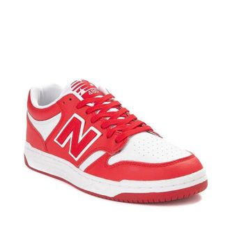New Balance Mens New Balance 480 BB480LHR Red White Leather Low Top Lifestyle Shoes TF7983