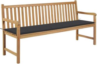 vidaXL Panca da Giardino con Cuscino Antracite 175 cm Legno di Teak vidaXL