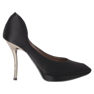 Lanvin Pre-owned Womens Pointed-Toe Platform Pumps in Black Satin - Size UK 4
