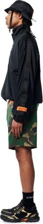 Heron Preston Mens Camouflage Logo Patch Swim Shorts Green Clothing > Beachwear