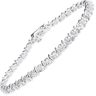 Diamant L'&eacute;ternel Womens 9ct White Gold Diamond Tennis Bracelet - One Size