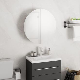 vidaXL Armario De Ba&ntilde;o Con Espejo Redondo Y Led Blanco 40x40x17,5 Cm Vidaxl