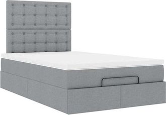 vidaXL Vidaxl - Estructura De Cama Otomana Colch&oacute;n Tela Gris Claro 120x200cm