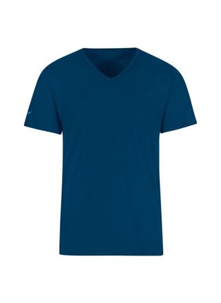 Trigema T-Shirt TRIGEMA TRIGEMA V-Shirt aus 100% Bio-Baumwolle (kbA), Damen, Gr. XL, blau (saphir, c2c), 100% Baumwolle (Bio-Baumwolle kbA), Basic, Shirts T-S